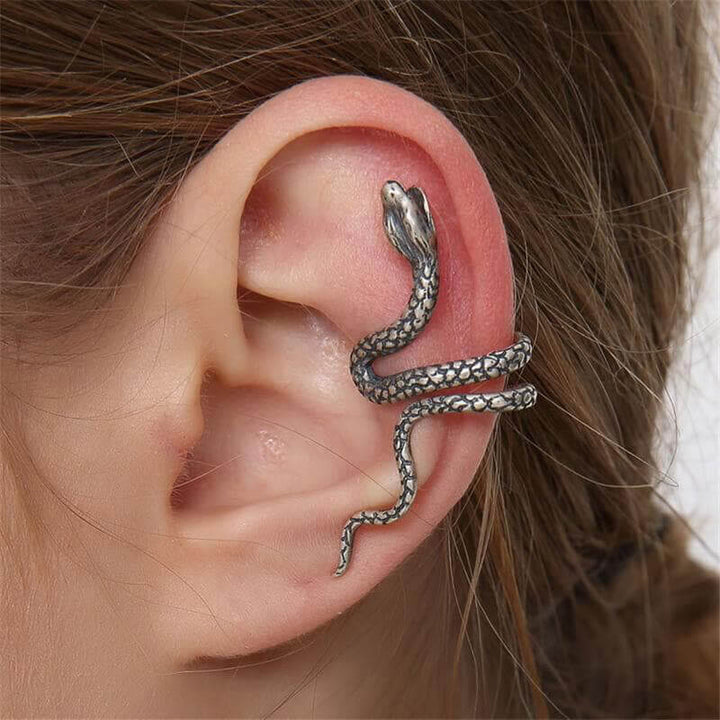 Coiled Snake 925 Sterling Silver Ear Cuffs