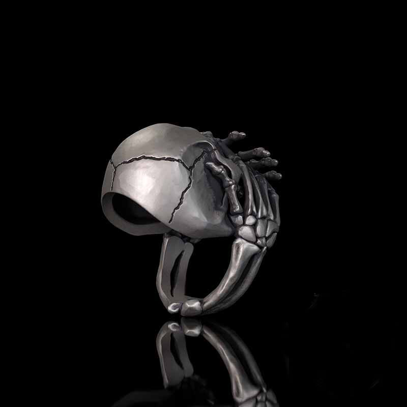 Cover Mouth Skull Sterling Silver Gothic Ring