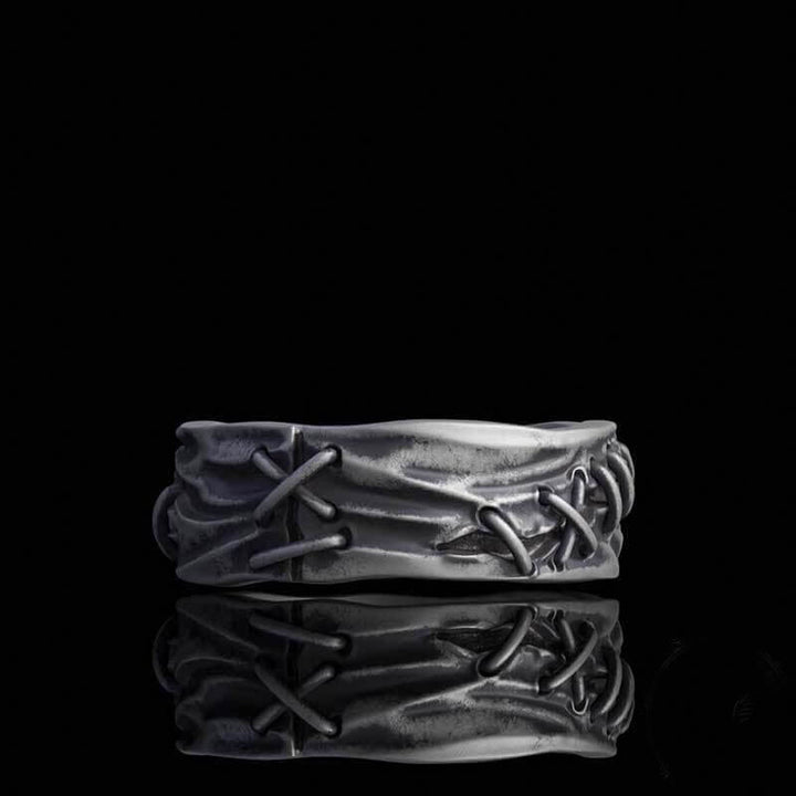 Crack Sew Knot Sterling Silver Ring