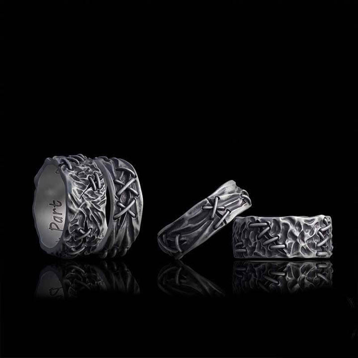 Crack Sew Knot Sterling Silver Ring