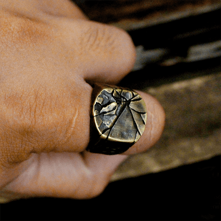 Cracked Stone Texture 925 Sterling Silver Brass Ring