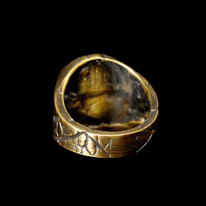 Cracked Stone Texture 925 Sterling Silver Brass Ring