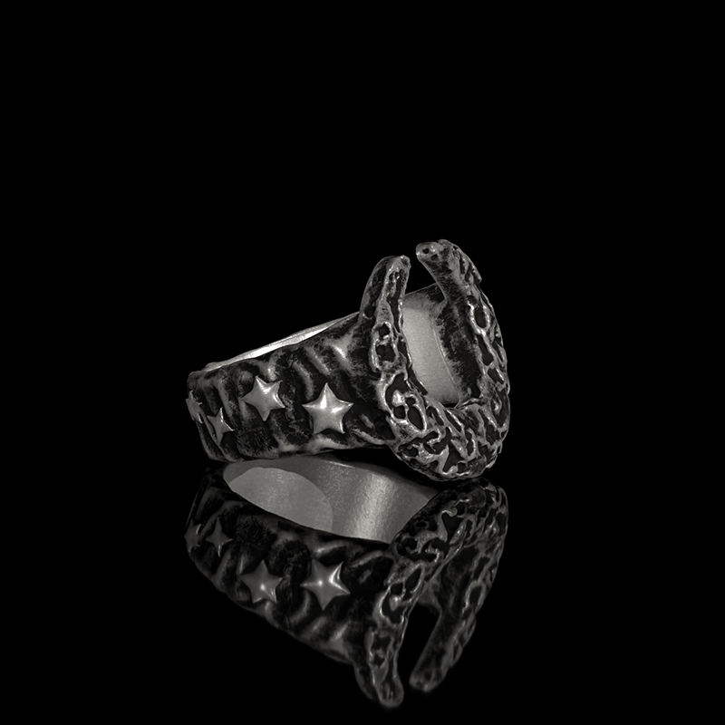 Crescent Moon 925 Sterling Silver Ring