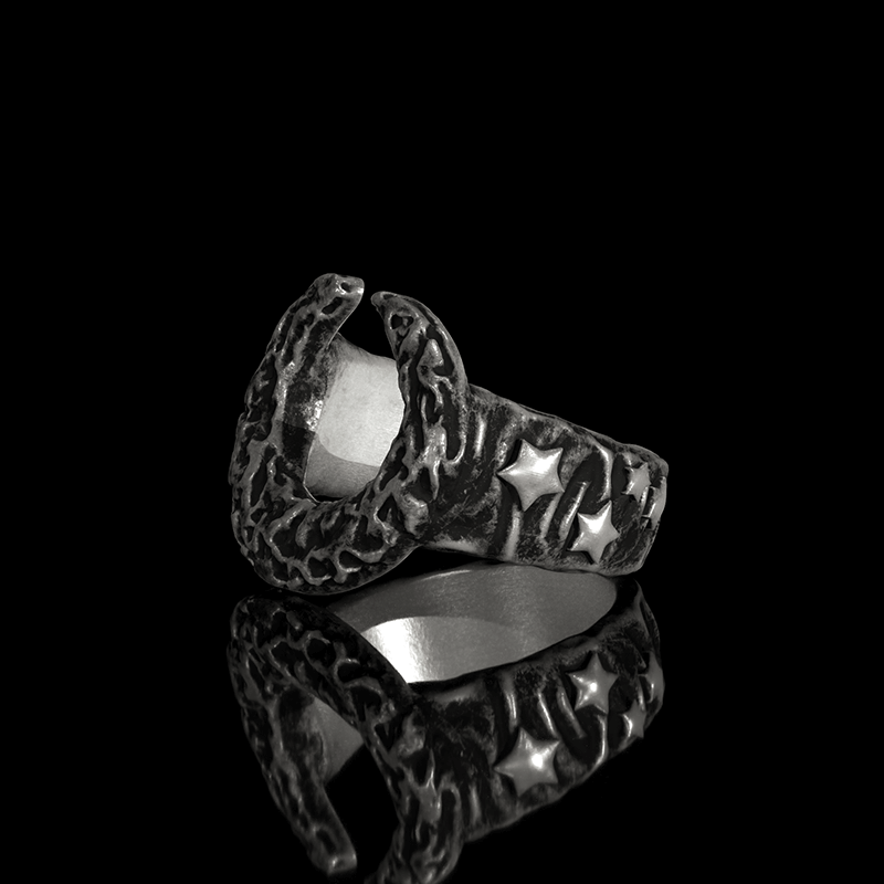 Crescent Moon 925 Sterling Silver Ring
