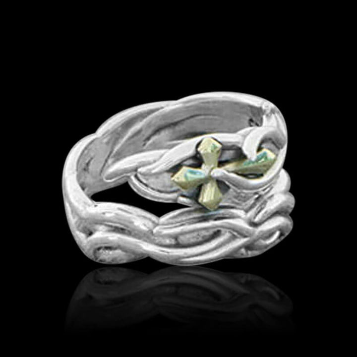 Cross Thorns 925 Sterling Silver Adjustable Ring 01 | RoyalLuster.com