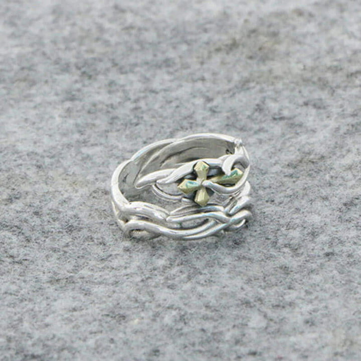 Cross Thorns 925 Sterling Silver Adjustable Ring 03 | RoyalLuster.com