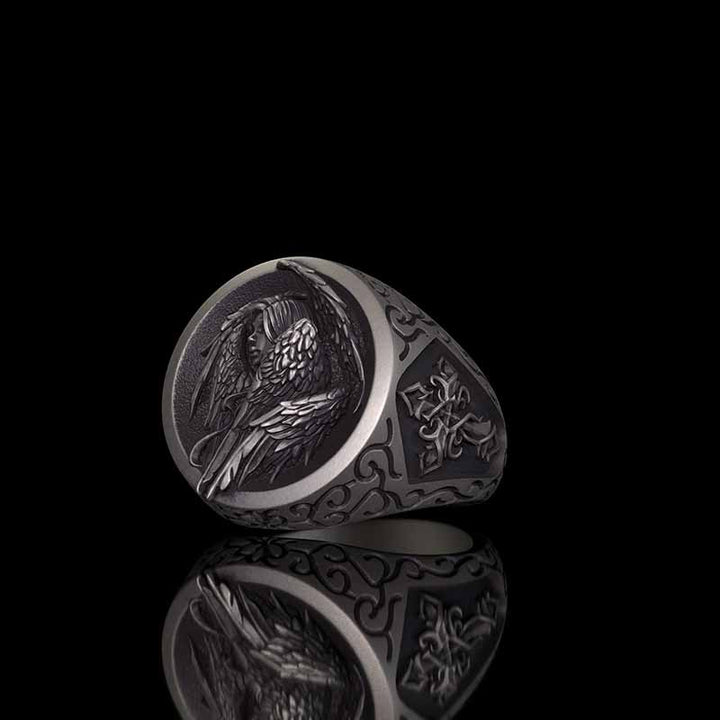 Cross Archangel Guardian Sterling Silver Ring 03 | RoyalLuster.com