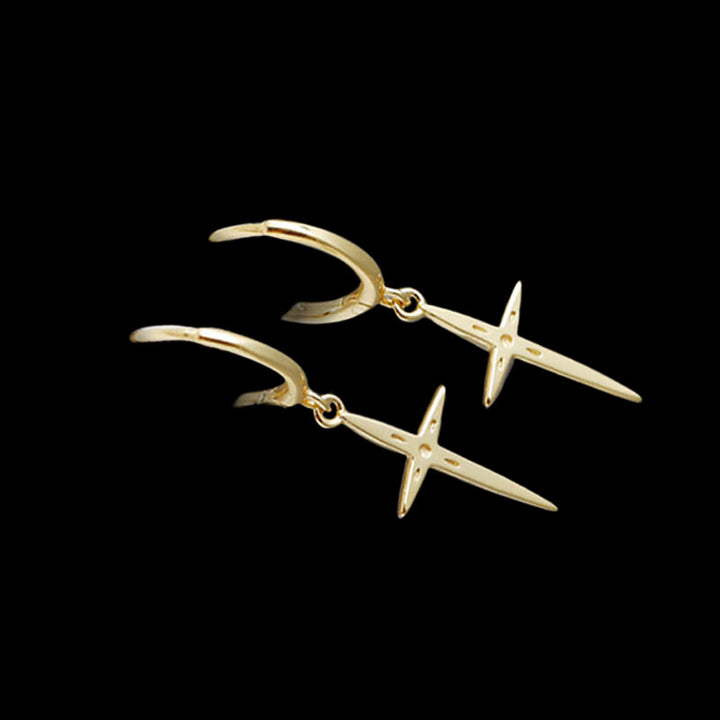 Cross Charm 925 Sterling Silver Hoop Earrings