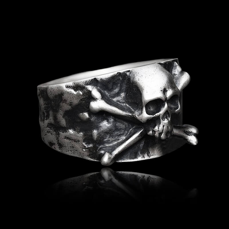 Crossbones Pirate 999 Sterling Silver Skull Ring