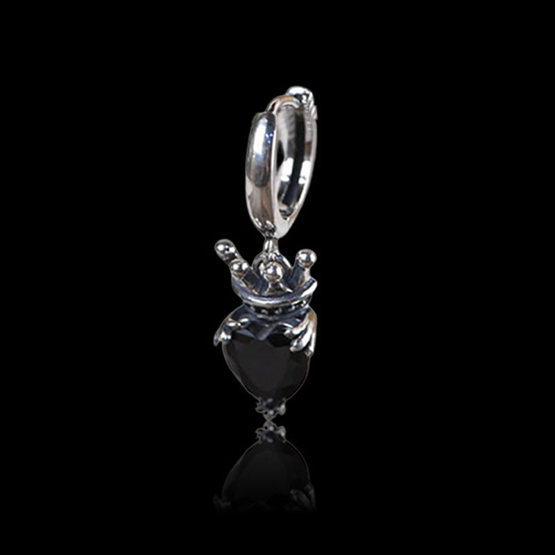 Crowned Heart 925 Sterling Silver Hoop Earrings