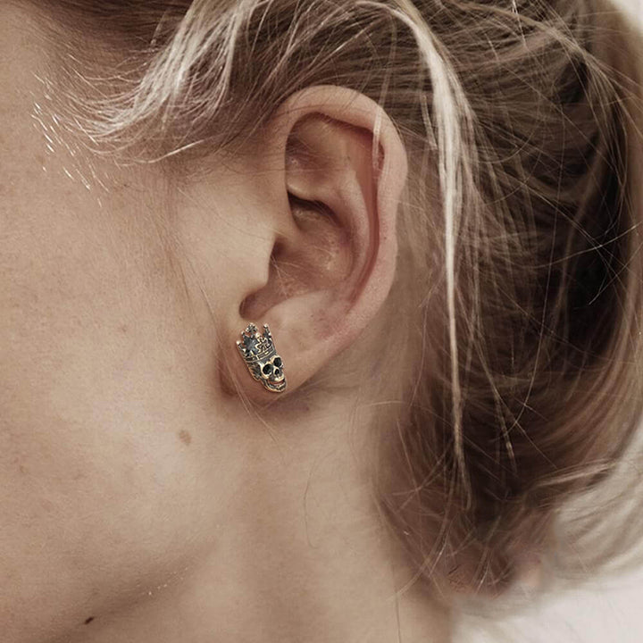 Crowned Skull King 925 Sterling Silver Stud Earrings