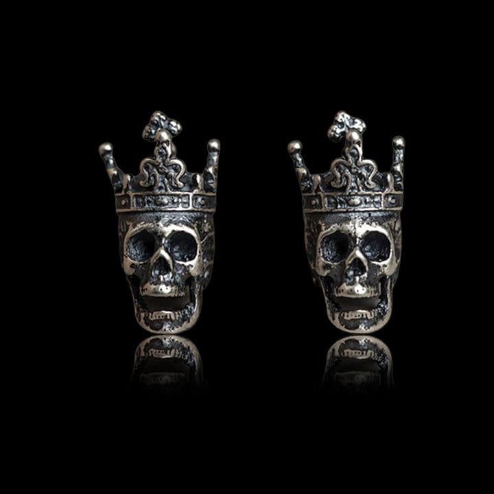 Crowned Skull King 925 Sterling Silver Stud Earrings