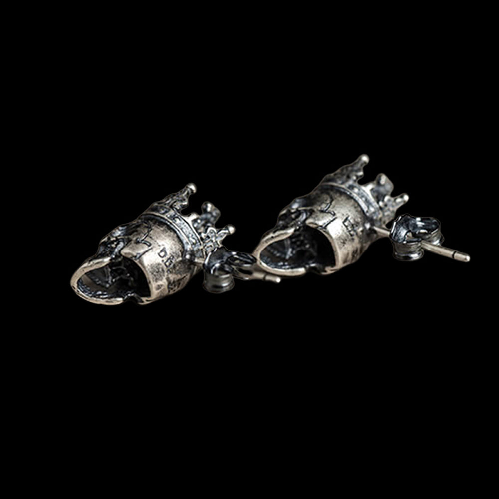 Crowned Skull King 925 Sterling Silver Stud Earrings