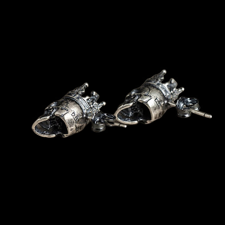 Crowned Skull King 925 Sterling Silver Stud Earrings