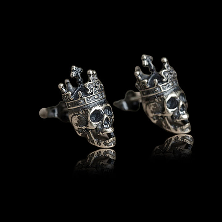 Crowned Skull King 925 Sterling Silver Stud Earrings