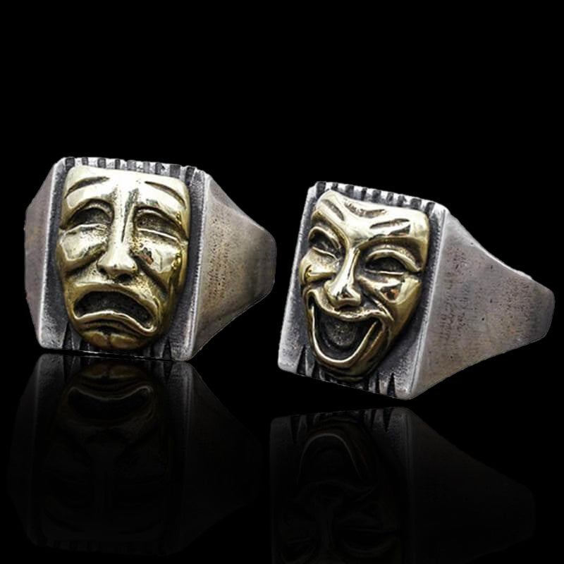 Cry Laugh 925 Sterling Silver Clown Ring 01 | RoyalLuster.com