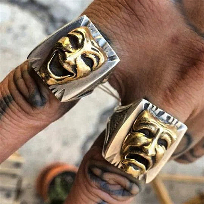 Cry Laugh 925 Sterling Silver Clown Ring