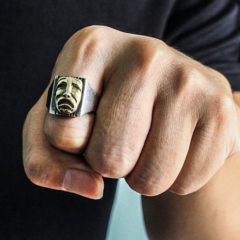 Cry Laugh 925 Sterling Silver Clown Ring 02 | RoyalLuster.com