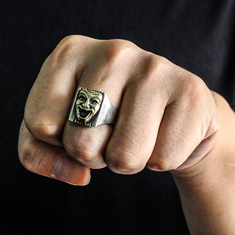 Cry Laugh 925 Sterling Silver Clown Ring 03 | RoyalLuster.com