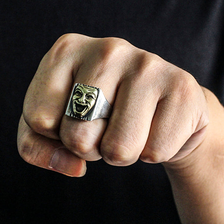 Cry Laugh 925 Sterling Silver Clown Ring 03 | RoyalLuster.com