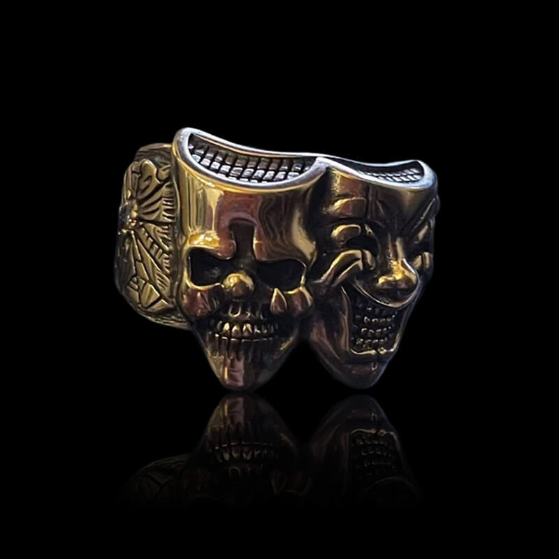 Crying And Smiling Clown 925 Sterling Silver Ring