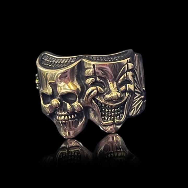 Crying And Smiling Clown 925 Sterling Silver Ring
