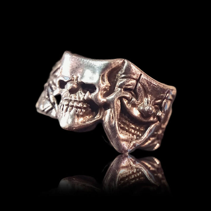 Crying And Smiling Clown 925 Sterling Silver Ring