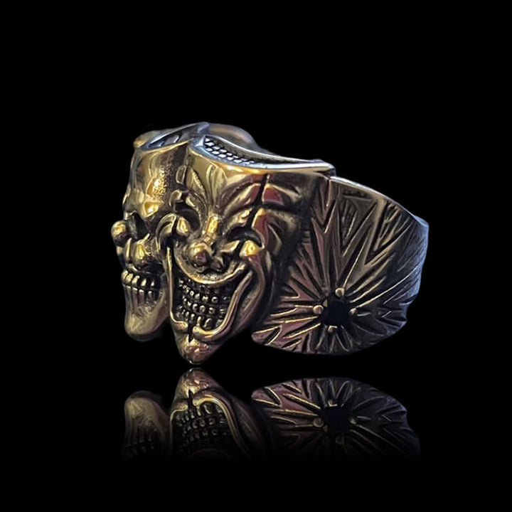 Crying And Smiling Clown 925 Sterling Silver Ring