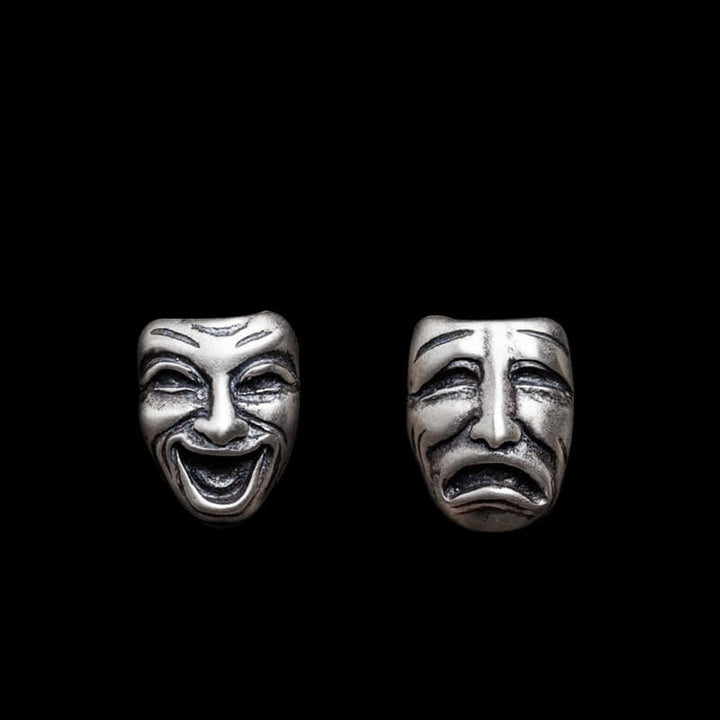 Crying and Smiling Faces 925 Sterling Silver Stud Earrings