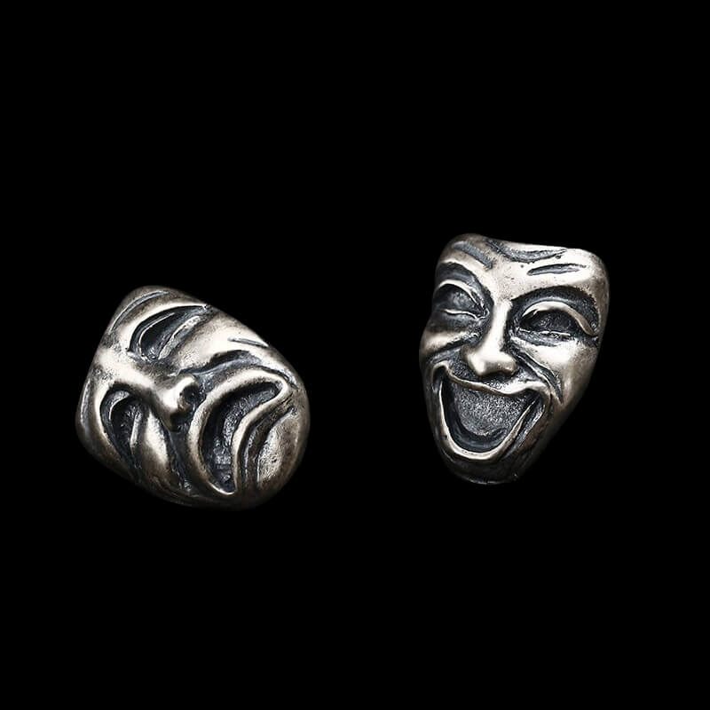 Crying and Smiling Faces 925 Sterling Silver Stud Earrings