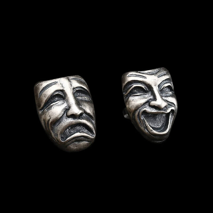 Crying and Smiling Faces 925 Sterling Silver Stud Earrings
