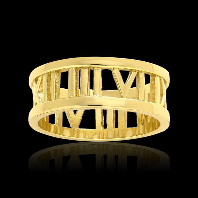 Custom Roman Numeral 925 Sterling Silver Ring 01 | RoyalLuster.com