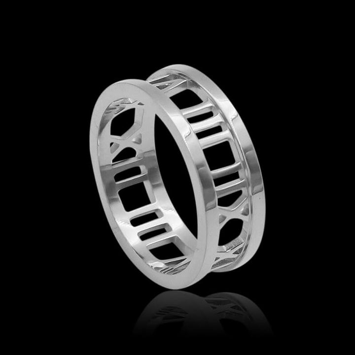 Custom Roman Numeral 925 Sterling Silver Ring 06 | RoyalLuster.com