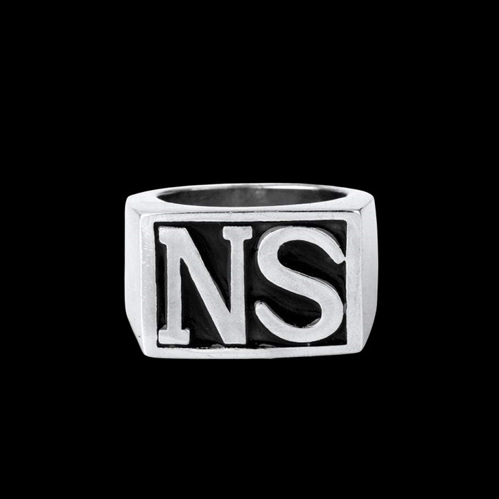 Custom Double Letter 925 Sterling Silver Ring