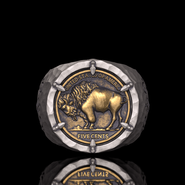 Customizable Buffalo Nickle Coin Sterling Silver Ring | RoyalLuster.com