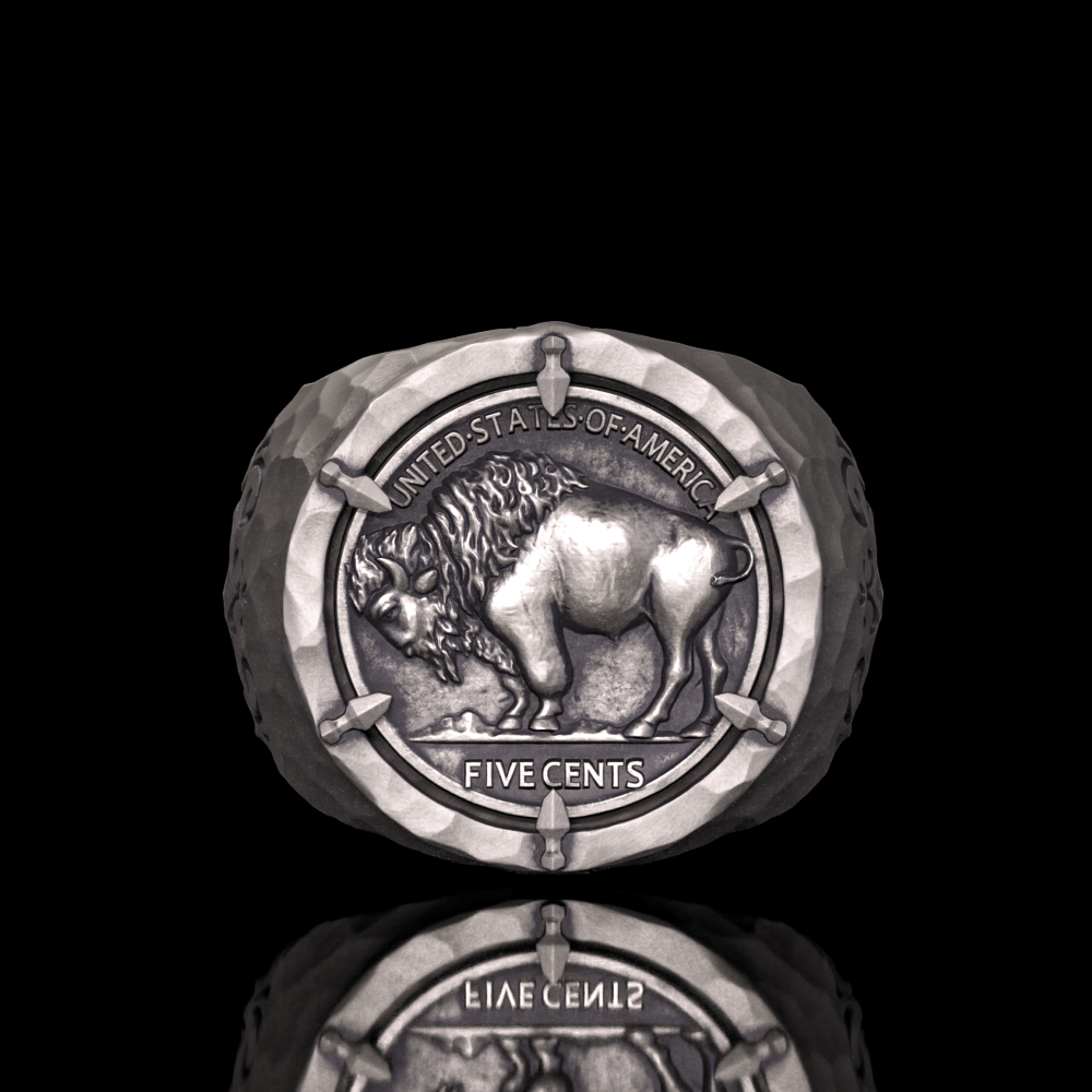 Customizable Buffalo Nickle Coin Sterling Silver Ring | RoyalLuster.com