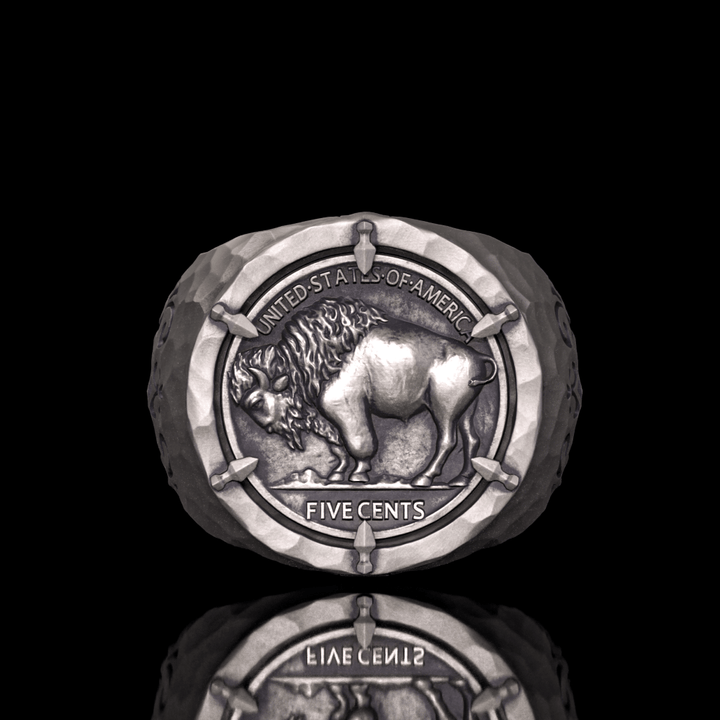 Customizable Buffalo Nickle Coin Sterling Silver Ring | RoyalLuster.com