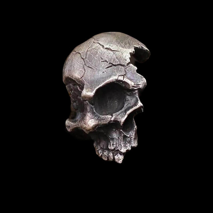 Damaged Half Face Skull 925 Sterling Silver Pendant