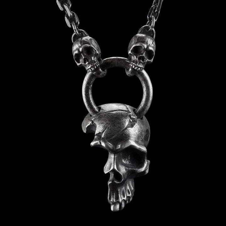 Damaged Half Face 999 Sterling Silver Antique Skull Pendant