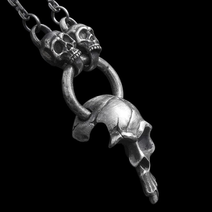 Damaged Half Face 999 Sterling Silver Antique Skull Pendant