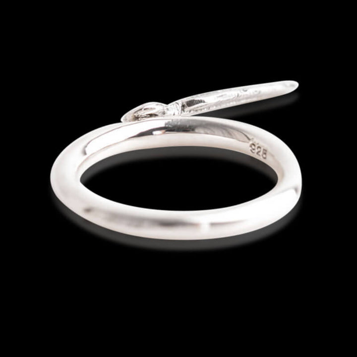 Dangle Feather Charm 925 Sterling Silver Ring 04 | RoyalLuster.com