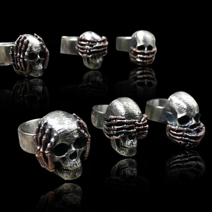 Dark 925 Sterling Silver Skull Ring