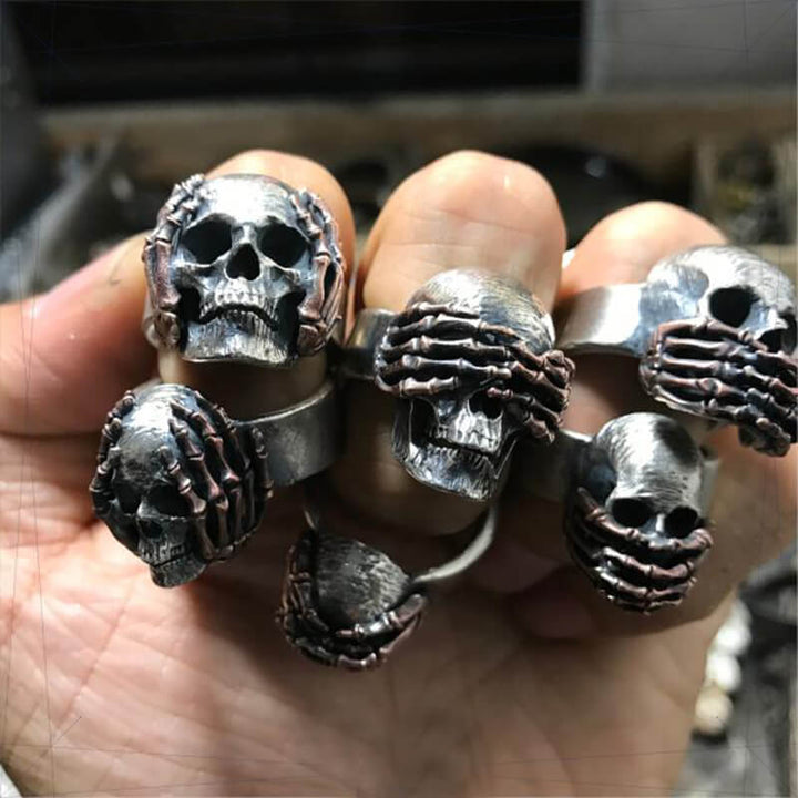 Dark 925 Sterling Silver Skull Ring