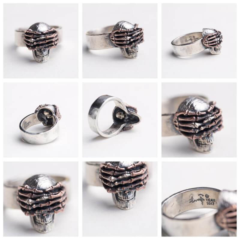 Dark 925 Sterling Silver Skull Ring