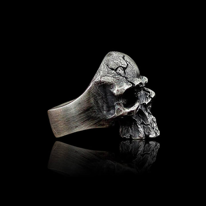 Dark Crack 925 Sterling Silver Skull Ring