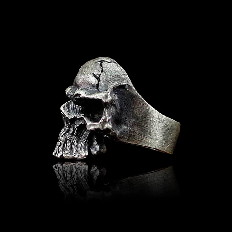 Dark Crack 925 Sterling Silver Skull Ring