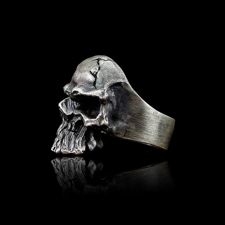 Dark Crack 925 Sterling Silver Skull Ring