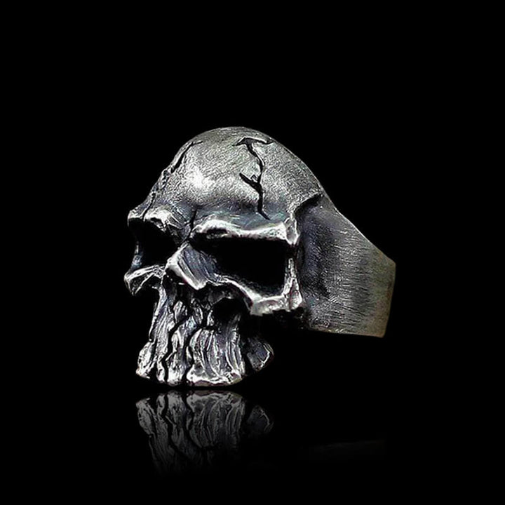 Dark Crack 925 Sterling Silver Skull Ring