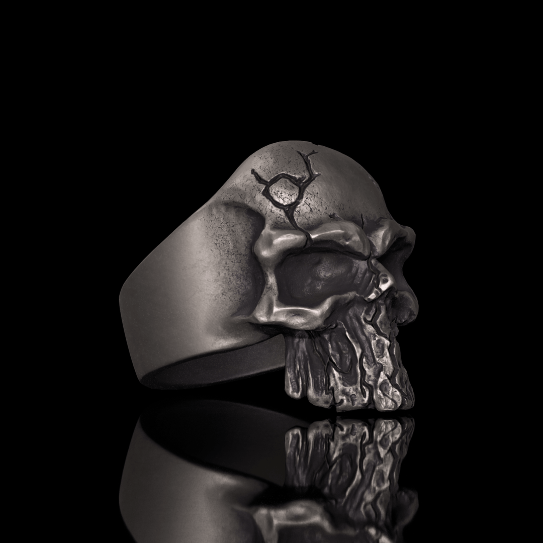 Dark Crack 925 Sterling Silver Skull Ring