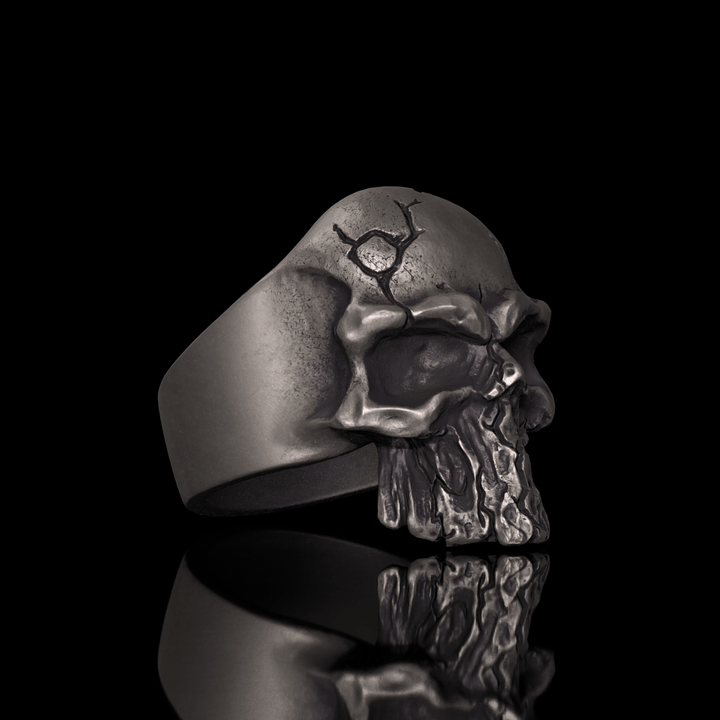 Dark Crack 925 Sterling Silver Skull Ring